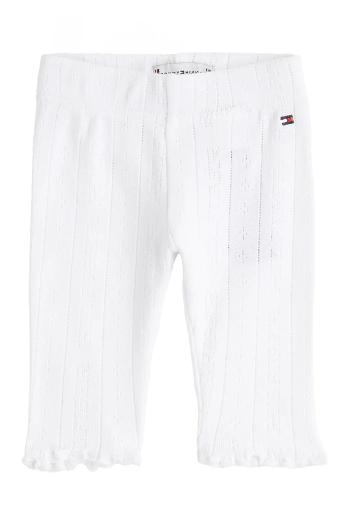Bavlnené legíny pre bábätká Tommy Hilfiger biela farba, jednofarebné, KN0KN02035