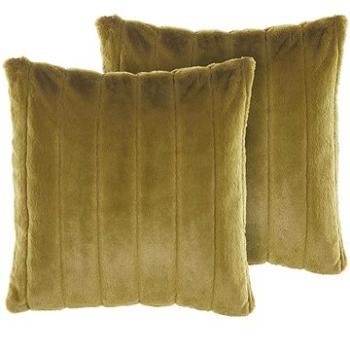 BELIANI, Sada 2 plyšových vankúšov 45 x 45 cm zelená PUMILA, 313894 (beliani_313894)
