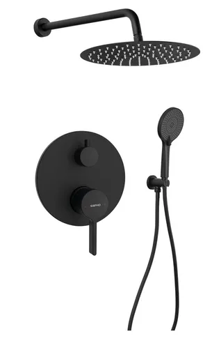 SAPHO - ICONIC podomietková sprchová súprava s pákovou batériou, 2 výstupy, čierna mat AF042B-01