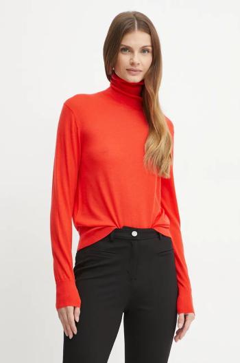Sveter Forte Forte dámsky, červená farba, tenký, s rolákom, 13335_my knit