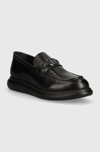 Kožené mokasíny Karl Lagerfeld GRANBY pánske, čierna farba, KL22314