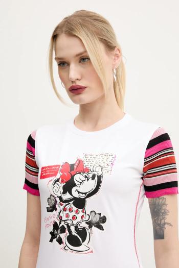 Tričko Desigual MINNIE dámske, biela farba, 25SWTK39