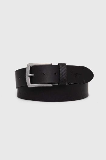 Kožený opasok Pepe Jeans PALMER BELT pánsky, čierna farba, PM021024