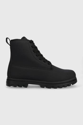 Workery Native Johnny dámske, čierna farba, na plochom podpätku,