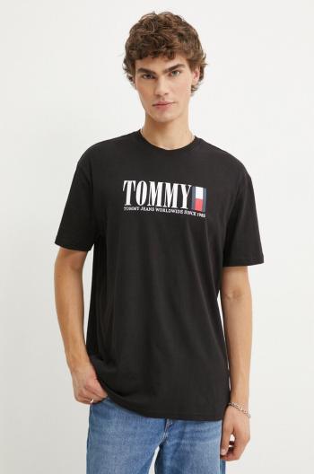 Tričko Tommy Jeans pánske, čierna farba, s potlačou, DM0DM18533