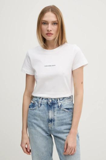 Bavlnené tričko Calvin Klein Jeans dámske, biela farba, J20J223563