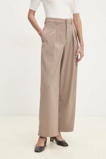 Nohavice Calvin Klein Jeans dámske, béžová farba, široké, vysoký pás, J20J224849