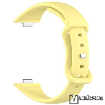 Huawei Watch Fit 4, Fit 4 Pro, Fit 3, Okosóra szíj, Szilikon, Gyorscsat, 98+125mm hosszú, Sárga
