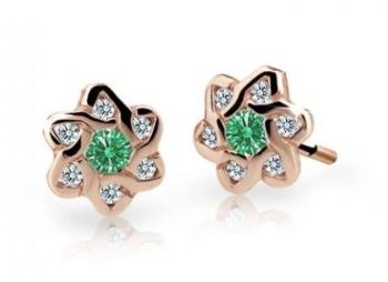 Cutie Jewellery Detské náušnice z ružového zlata C2149-30-X-4 zelená