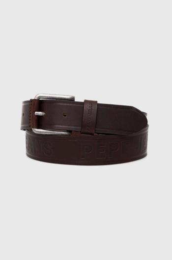 Kožený opasok Pepe Jeans DAYTON BELT pánsky, hnedá farba, PM021027