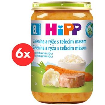 HiPP BIO Zelenina s ryžou a teľacím mäsom – 6× 220 g (9062300403043)