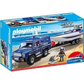 Playmobil 5187 Policajné auto s rýchlostným člnom (4008789051875)