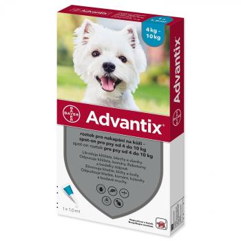 Advantix spot-on 1ml pipeta proti blchám a kliešťom pre psy od 4 do 10kg