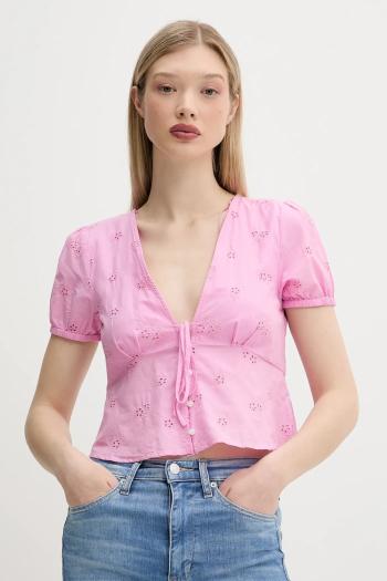 Blúzka Tommy Jeans ružová farba, regular, DW0DW21241