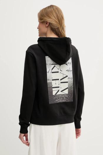 Bavlnená mikina Calvin Klein Jeans čierna farba, s kapucňou, s nášivkou, J20J225368