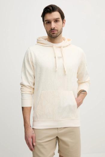 Mikina Guess pánska, béžová farba, s kapucňou, s nášivkou, M5GQ15 KCS71