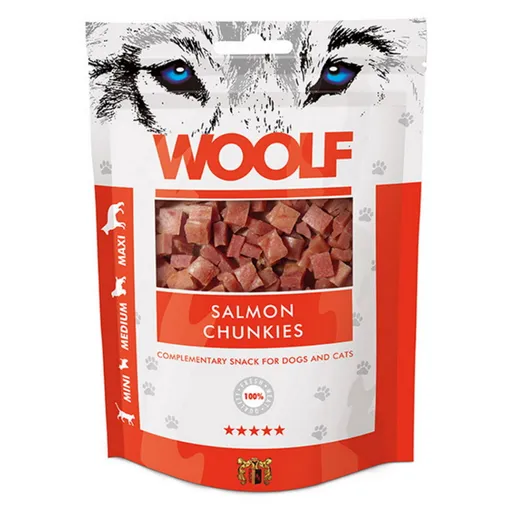 WOOLF Salmon chunkies pochúťka pre psy a mačky 100 g