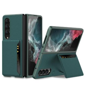 GKK CARD Kožené puzdro pre Samsung Galaxy Z Fold4 5G zelené