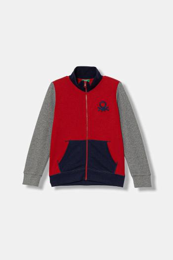 Detská bavlnená mikina United Colors of Benetton červená farba, s nášivkou, 3J68C501B