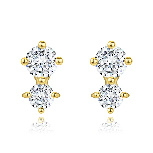 Zlaté náušnice 14K s dvojicou čírych zirkónov