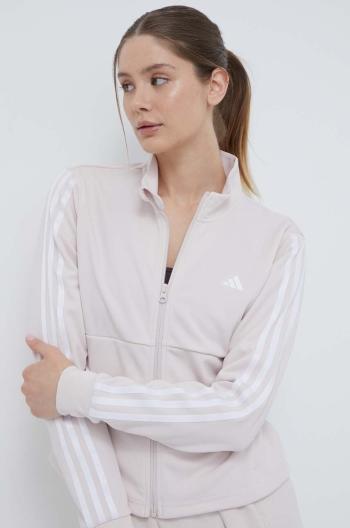 Tréningová mikina adidas Performance Training Essentials ružová farba, s nášivkou, IS3975