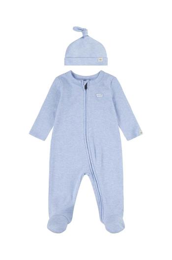 Detský bavlnený overal Levi's LVN FOOTED COVERALL & HAT SET