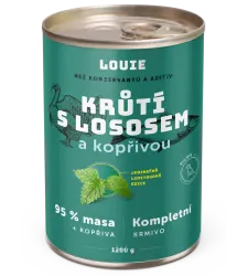 LOUIE Konzerva LOUIE morka s lososom a žihlavou 1200g pre psov