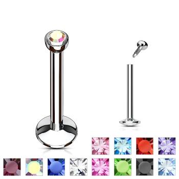 Piercing do brady Labret s malým zirkónikom - Dĺžka piercingu: 6 mm, Farba zirkónu: Čierna - K