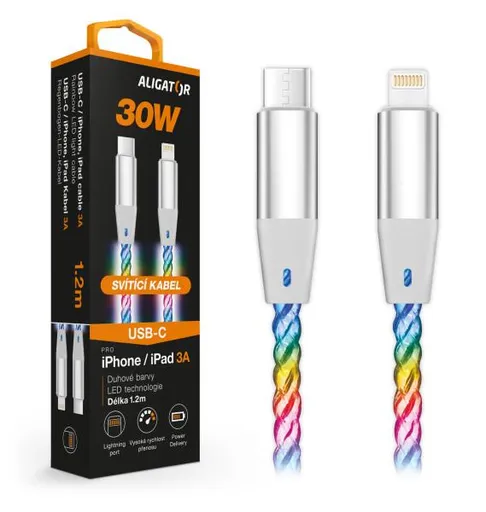 ALIGATOR Dátový kábel LIGHT 3A, 30W USB-C/Lightning 0,5m