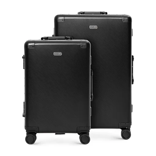 Sada malých a stredných hliníkových kufrov, čierna 56-3H-10S-10M