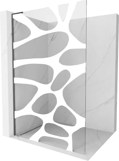 MEXEN/S - Kioto L Sprchová zástena WALK-IN 90 x 200, biely vzor, grafit kartáčovaná 800-090-103-66-97