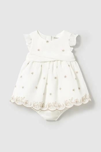 Šaty pre bábätká Mayoral Newborn béžová farba, mini, áčkový strih, 1856