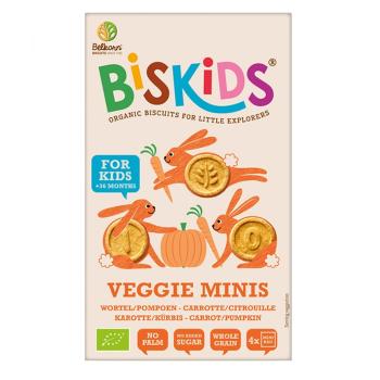 BELKORN BISkids BIO detské celozrnné mini sušienky s mrkvou a tekvicou bez pridaného cukru 120 g