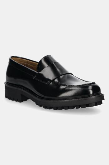 Kožené mokasíny Calvin Klein MOCCASIN W/ BAND pánske, čierna farba, HM0HM01833