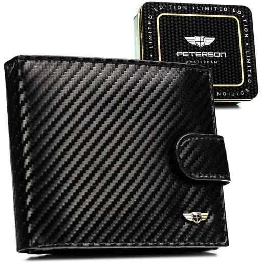 Pánska kožená peňaženka s RFID v čiernej farbe - Peterson