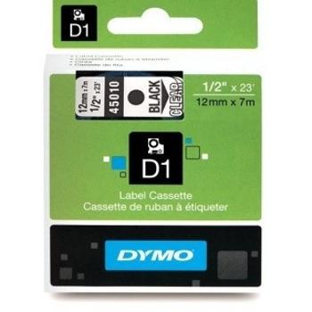 Dymo D1 45010, S0720500, 12mm x 7m čierna tlač / priehľadný podklad, originálna páska