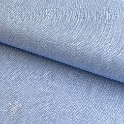 Ľan s bavlnou Fishbone light blue