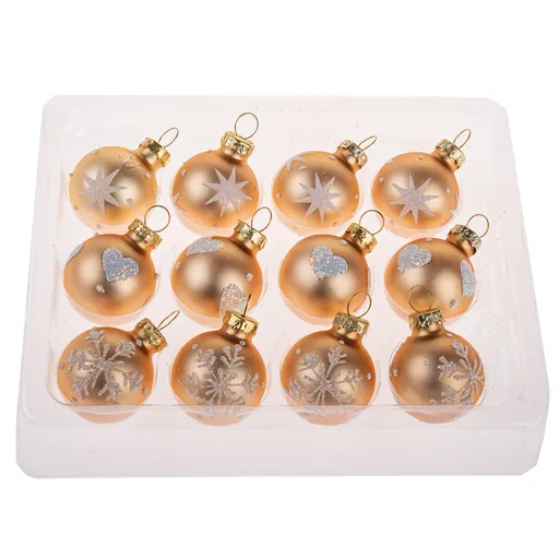 Súprava sklenených ozdôb Glimmer Collection, zlatá, 12 ks, pr. 3 cm