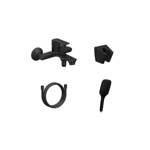 Vaňová batéria Ravak Life so sprchovacím setom 150 mm čierna X07S110