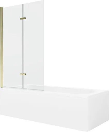MEXEN/S - Vega obdĺžniková vaňa 150 x 70 cm s panelom + vaňová zástena 100, transparent, zlatá 550115070X9210025000