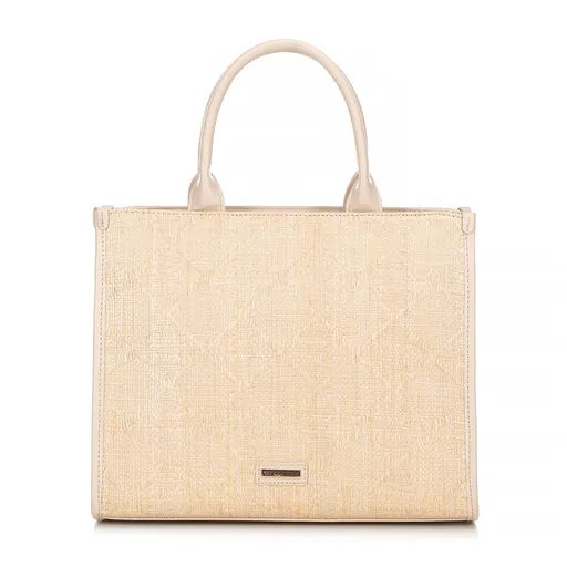 Pletená dámska slamená shopperka béžová