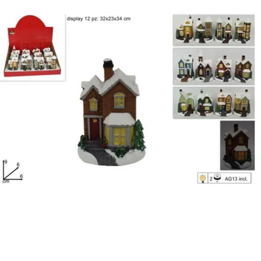 MAKRO - Domček vianočný LED rôzne druhy, 9x6cm