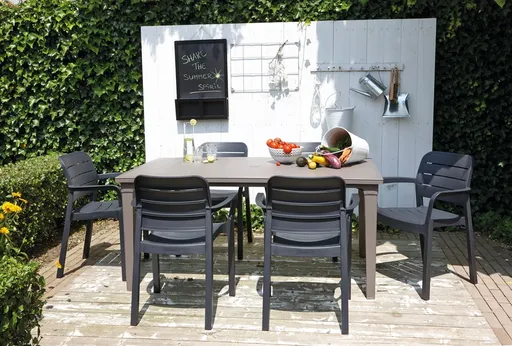 Elvisia Záhradný set HAZEL 6 + 1 | cappuccino/grafit