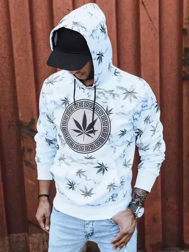 Pánska mikina s potlačou bielej farby