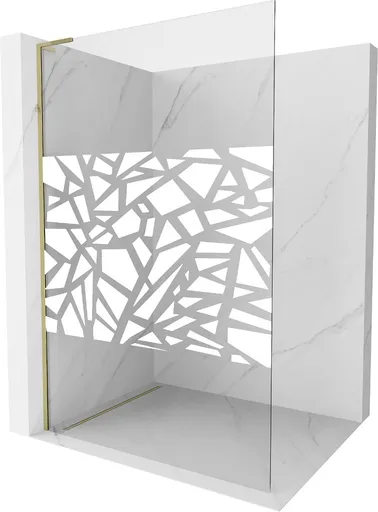 MEXEN/S - Kioto L Sprchová zástena WALK-IN 70 x 200, biely vzor, zlatá 800-070-103-50-85