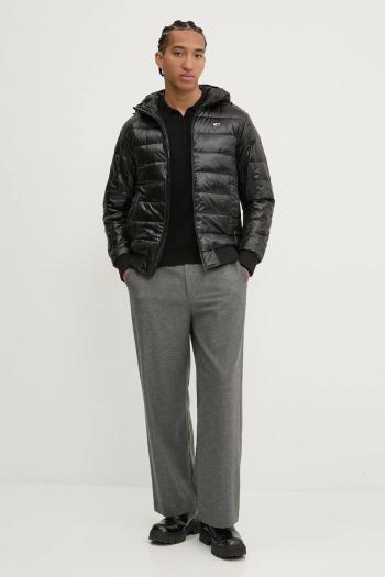 Páperová bunda Tommy Jeans pánska, čierna farba, prechodná, DM0DM20659