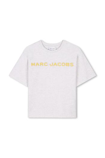 Detské bavlnené tričko Marc Jacobs šedá farba, s potlačou, W60457