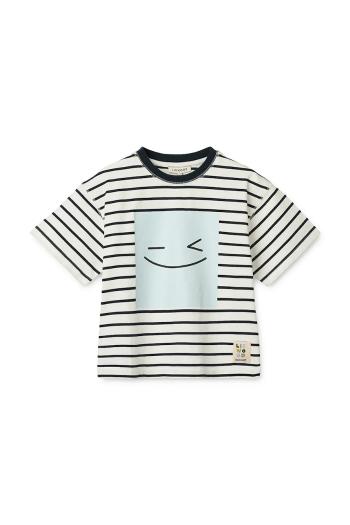 Detské bavlnené tričko Liewood Tyler Placement Shortsleeve T-shirt biela farba, vzorované, LW19813