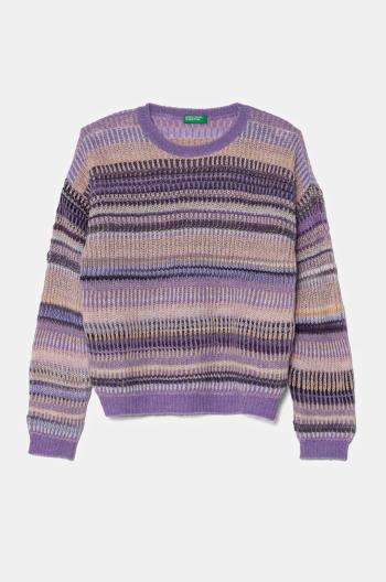 Detský sveter s prímesou vlny United Colors of Benetton fialová farba, 116QQ107L