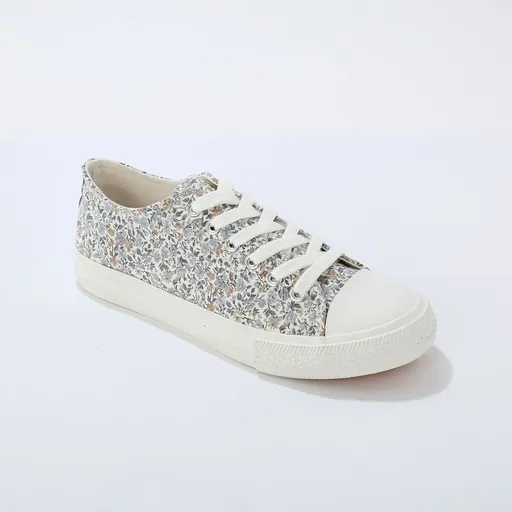 Plátené šnurovacie tenisky s potlačou kvetín